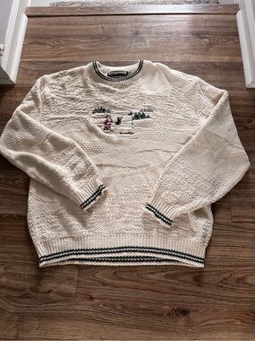 Vintage Shenandoah Christmas Sweater XXL Santa Winter Scene Textured Knit 90s